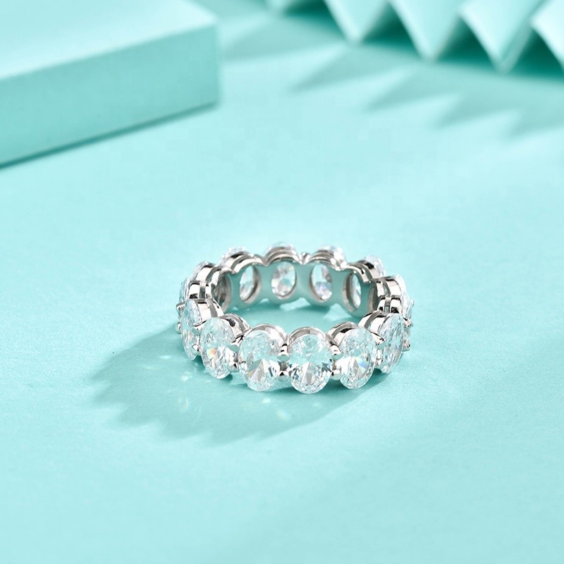 925 Sterling Silver Tennis Rings Factory - Iced Out Zircon Gemstone Oval Cut Baguette