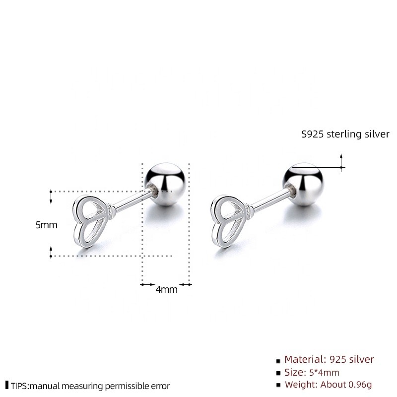925 Sterling Silver Stud Earrings Manufacturer - Heart Shape Clockwork School Threaded