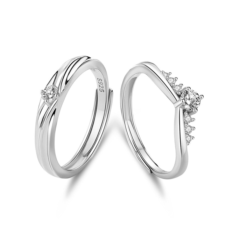 Sterling Silver Couple Rings Factory - Platinum Color Lovers Men Women Jewelry Plated
