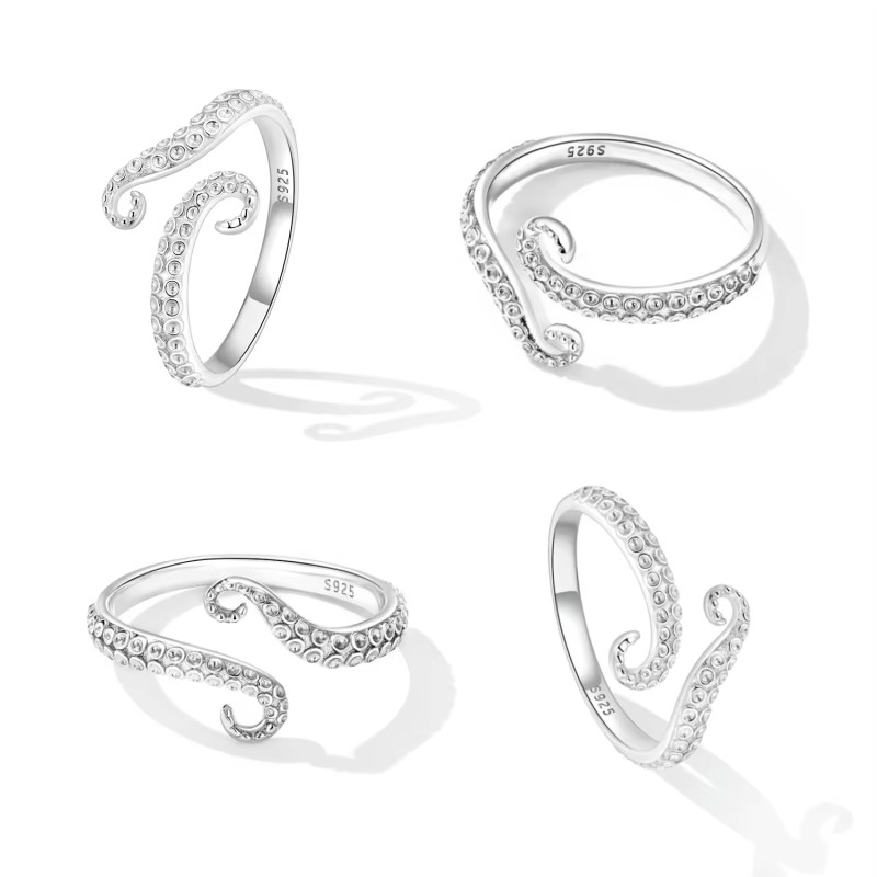 925 Sterling Silver Ring Supplier - Summer Ocean Cute Octopus Zircon Wedding Party