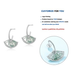 925 Sterling Silver Earrings Factory - Chinese Style Sector Drop Natural Gemstone