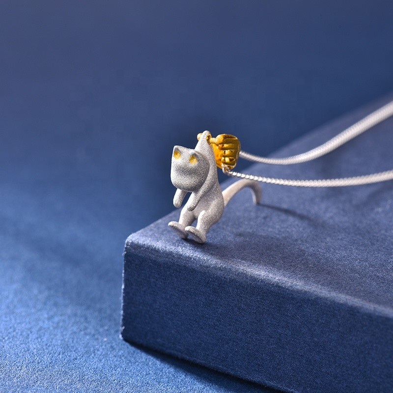 Silver Cat Pendant Supplier - Lovely Cat Platinum Plating Gift for Girls