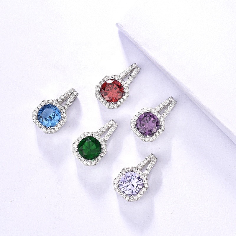 925 Sterling Silver Pendant Factory - Zirconia Fashion Birthstones Charms Women Gift