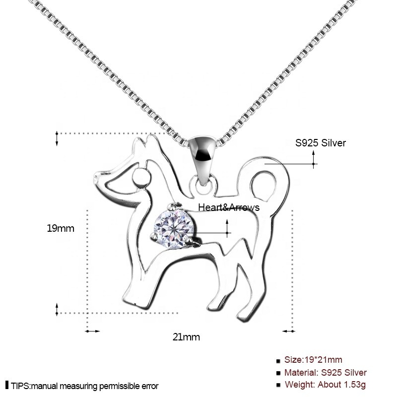 S925 Sterling Silver Pendant Necklace Supplier - Cute Little Puppy Dog Crystal Choker