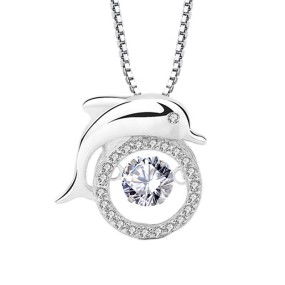 925 Sterling Silver Pendant Manufacturer - Bright Ocean Animal Lovely Dolphin Charm