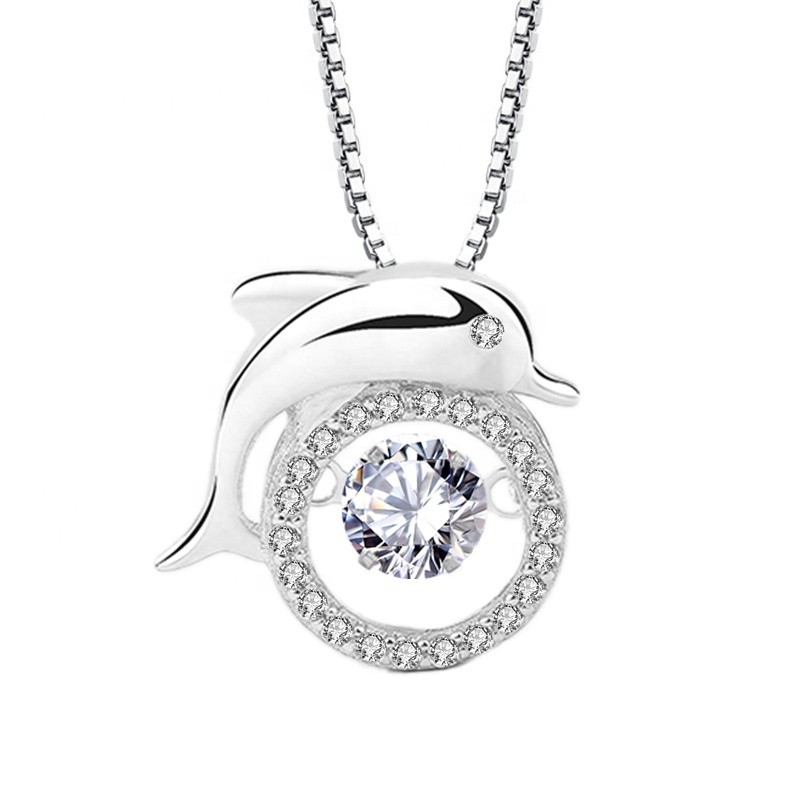 925 Sterling Silver Pendant Manufacturer - Bright Ocean Animal Lovely Dolphin Charm