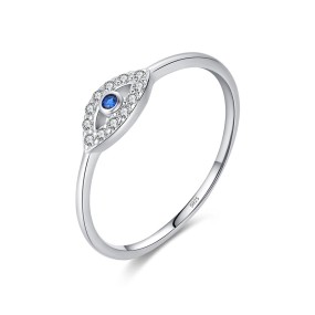 925 Sterling Silver Evil Eye Ring Factory - Simple Cubic Zirconia Blue Eye Fine Jewelry