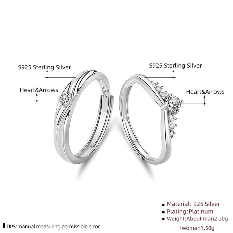 Sterling Silver Couple Rings Factory - Platinum Color Lovers Men Women Jewelry Plated