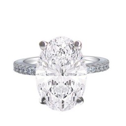 925 Sterling Silver Ring Factory - Big Cubic Zirconia Oval Cut White Zircon Promise
