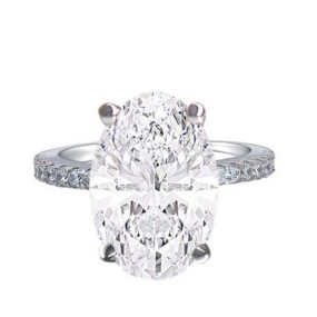 925 Sterling Silver Ring Factory - Big Cubic Zirconia Oval Cut White Zircon Promise