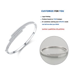925 Sterling Silver Bangle Bracelet Supplier - Luxury Cubic Zircon Fine Jewelry Women