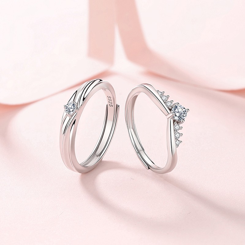 Sterling Silver Couple Rings Factory - Platinum Color Lovers Men Women Jewelry Plated