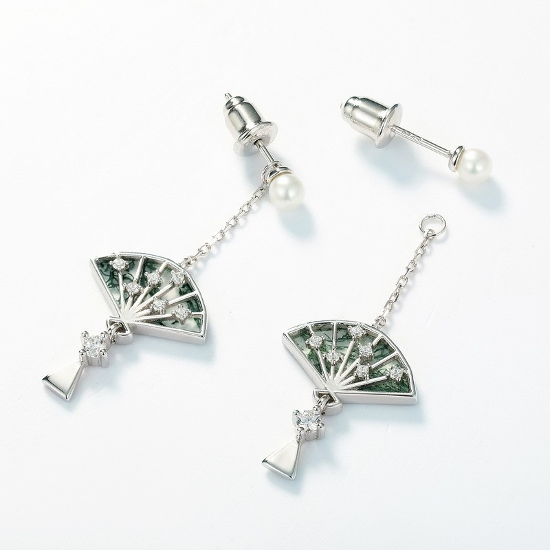 Women Tassel Earrings Factory - Silver Gold Plated Fan Shape Trendy Personalized