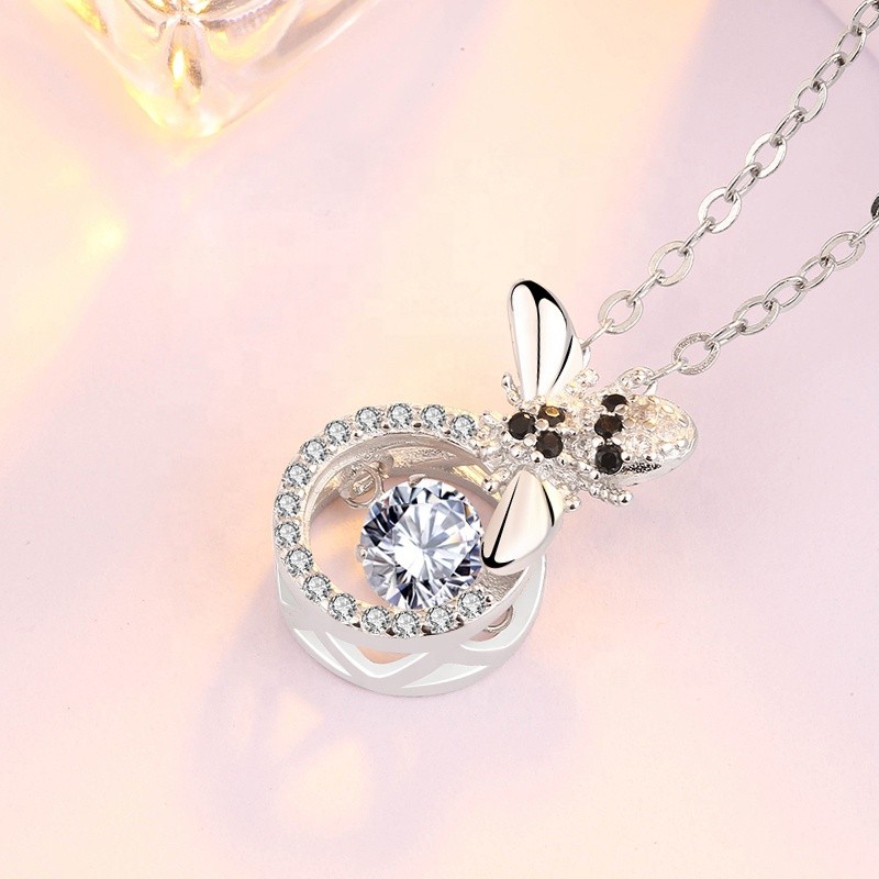 925 Sterling Silver Pendant Supplier - Dancing Cubic Zirconia Honeybee Fine Jewelry