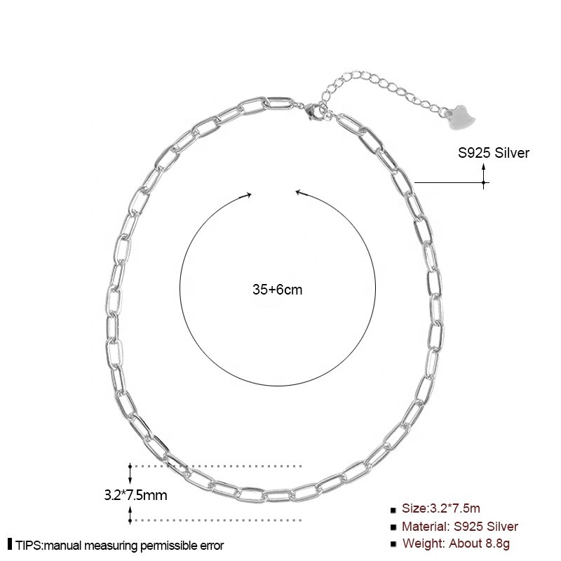 925 Sterling Silver Choker Necklace Factory - Gothic Paperclip Link Chains Hip Hop