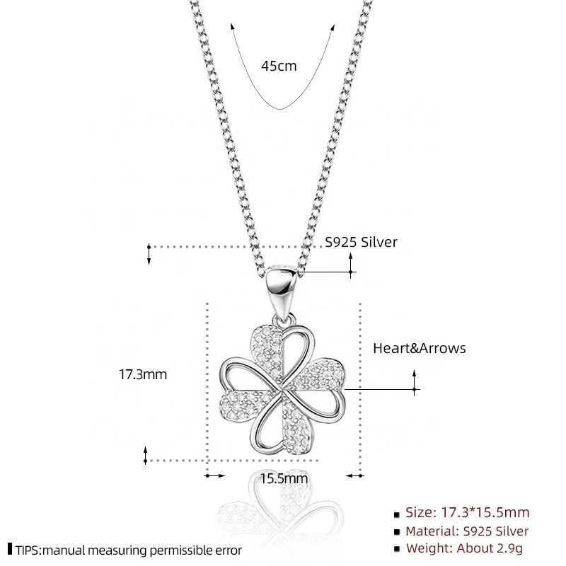 S925 Sterling Silver Pendant Necklace Supplier - Clover Korean Design Engagement Wedding