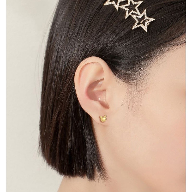 925 Sterling Silver Stud Earrings Manufacturer - Minimalist Teddy Bear Safety Screw Back