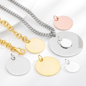 925 Sterling Silver Disc Charms Supplier - Custom Logo Blank Engrave Circle Coin Pendant