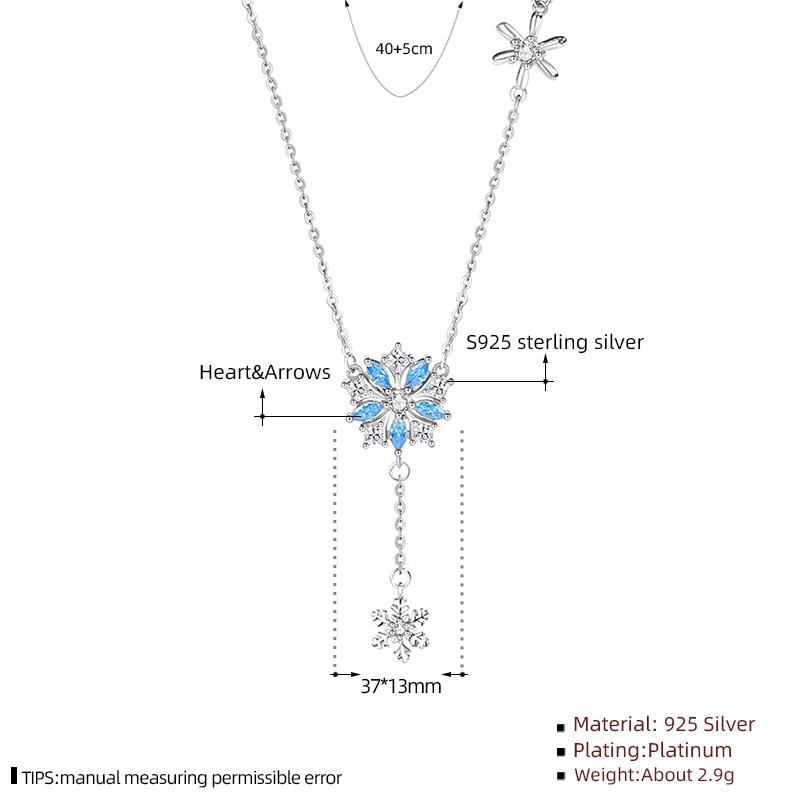 925 Sterling Silver Necklace Factory - Snow Flower Shaped Pendant Christmas Women Gift