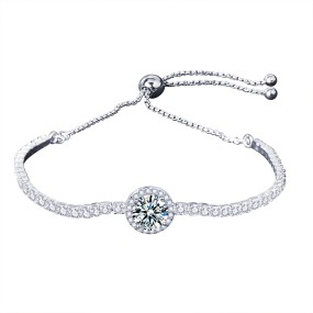 925 Sterling Silver Tennis Bracelet Manufacturer - Round Shape 1 Ct Moissanite Couple Gift