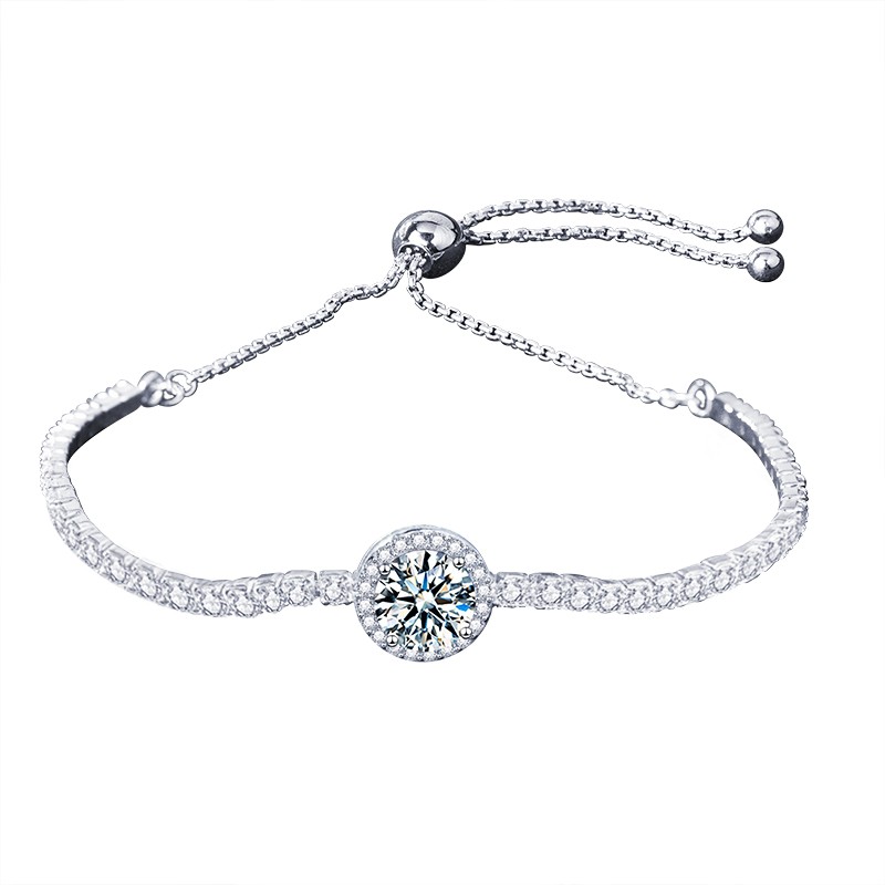 925 Sterling Silver Tennis Bracelet Manufacturer - Round Shape 1 Ct Moissanite Couple Gift