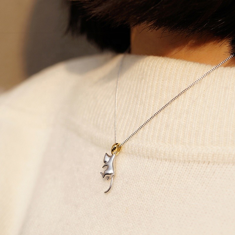 Silver Cat Pendant Supplier - Lovely Cat Platinum Plating Gift for Girls