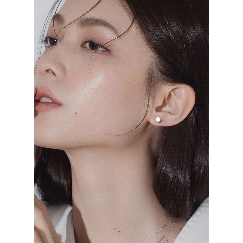 925 Sterling Silver Earrings Supplier - Gauges Screw Flat Back Disc Stud Tunnel Punk