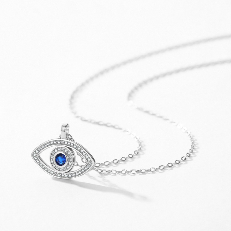 925 Sterling Silver Evil Eye Necklace Manufacturer - Exquisite Pave Zircon Diamond Pendant