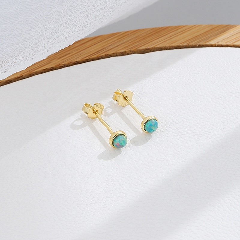 925 Sterling Silver Earrings Factory - Exquisite Opal Blue Cute Small Studs Gift