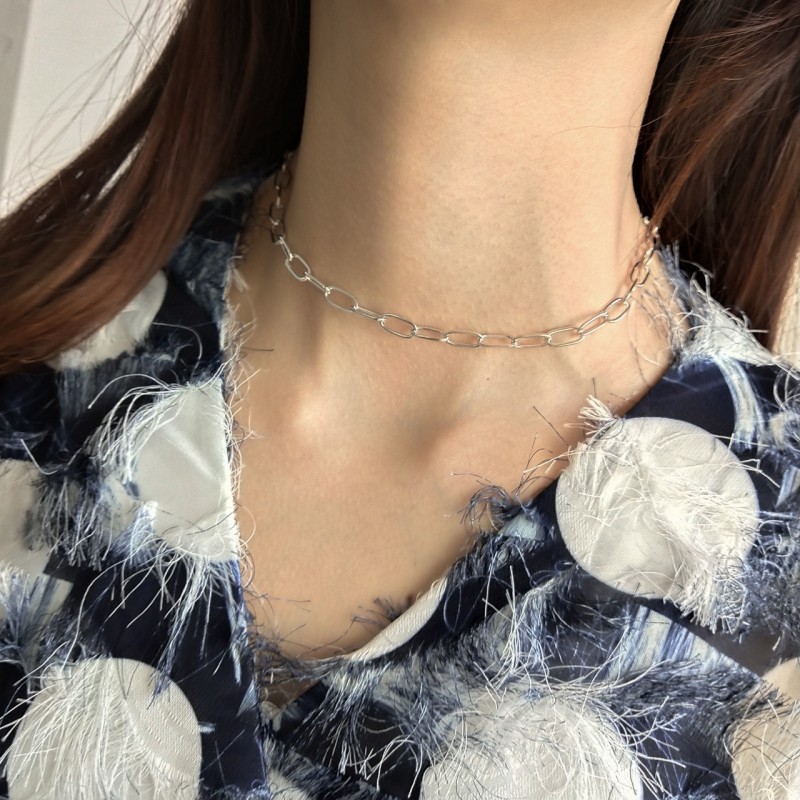 925 Sterling Silver Choker Necklace Factory - Gothic Paperclip Link Chains Hip Hop