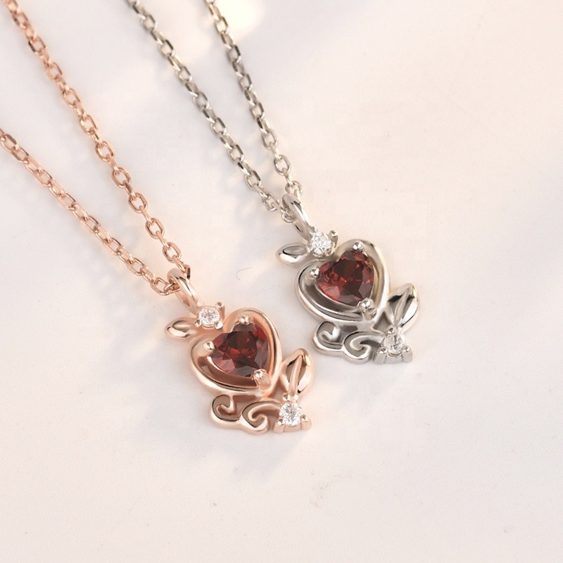 925 Sterling Silver Jewelry Set Supplier - Lovely Fantasy Ruby Color Snow White Chain