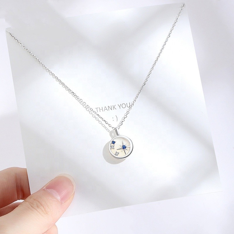 925 Sterling Silver Necklace Supplier - Rose Gold Round Shell Evening Star Shape