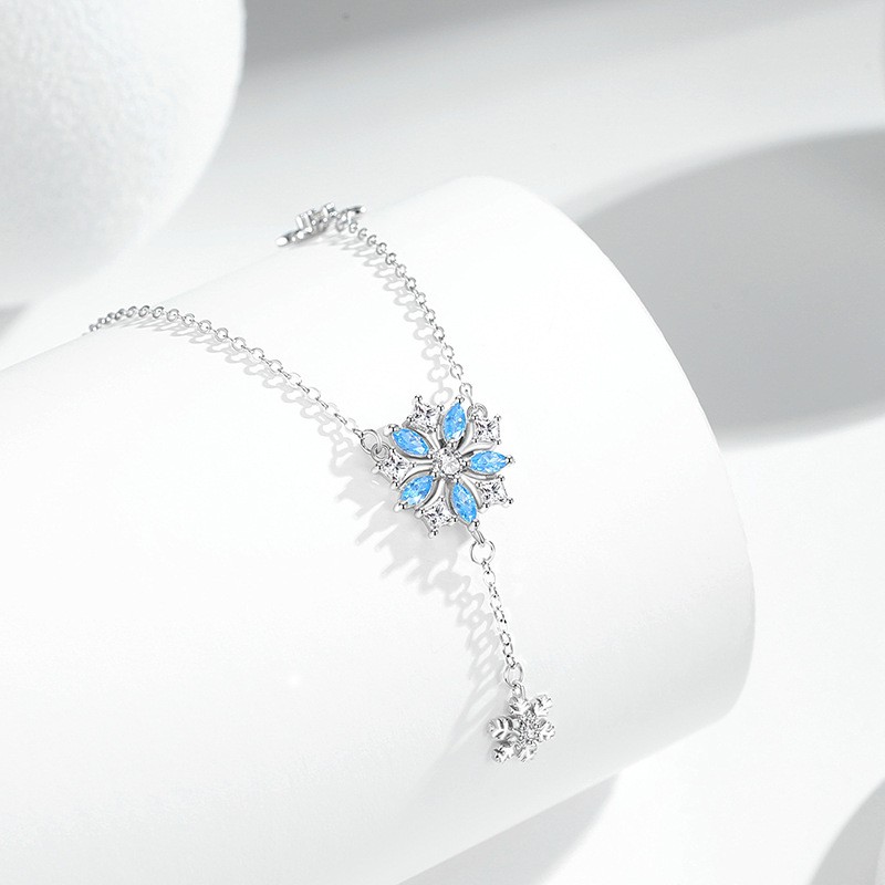 925 Sterling Silver Necklace Factory - Snow Flower Shaped Pendant Christmas Women Gift