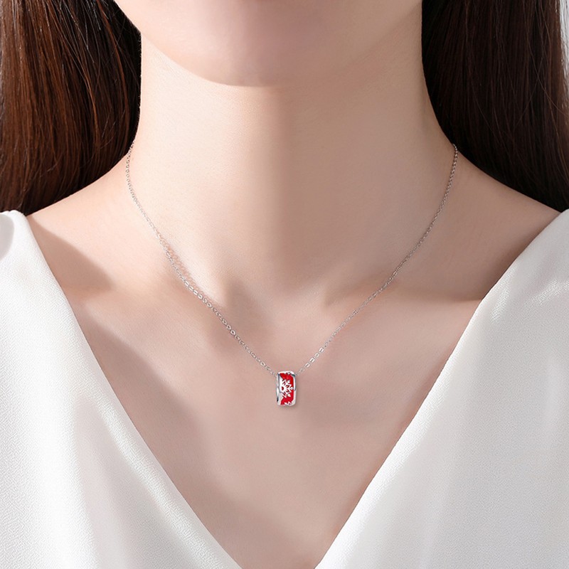 925 Sterling Silver Couple Necklace Manufacturer - Red Green Round Enamel Jewelry Men Women