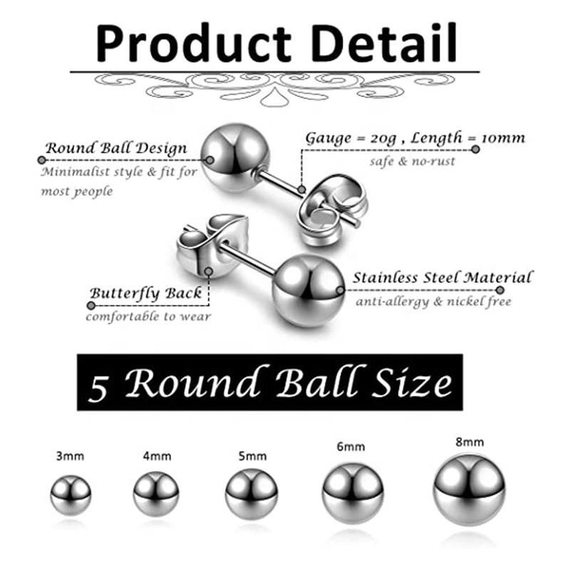 925 Sterling Silver Stud Earrings Manufacturer - Mini Bead Ball Hypoallergenic Fine Jewelry