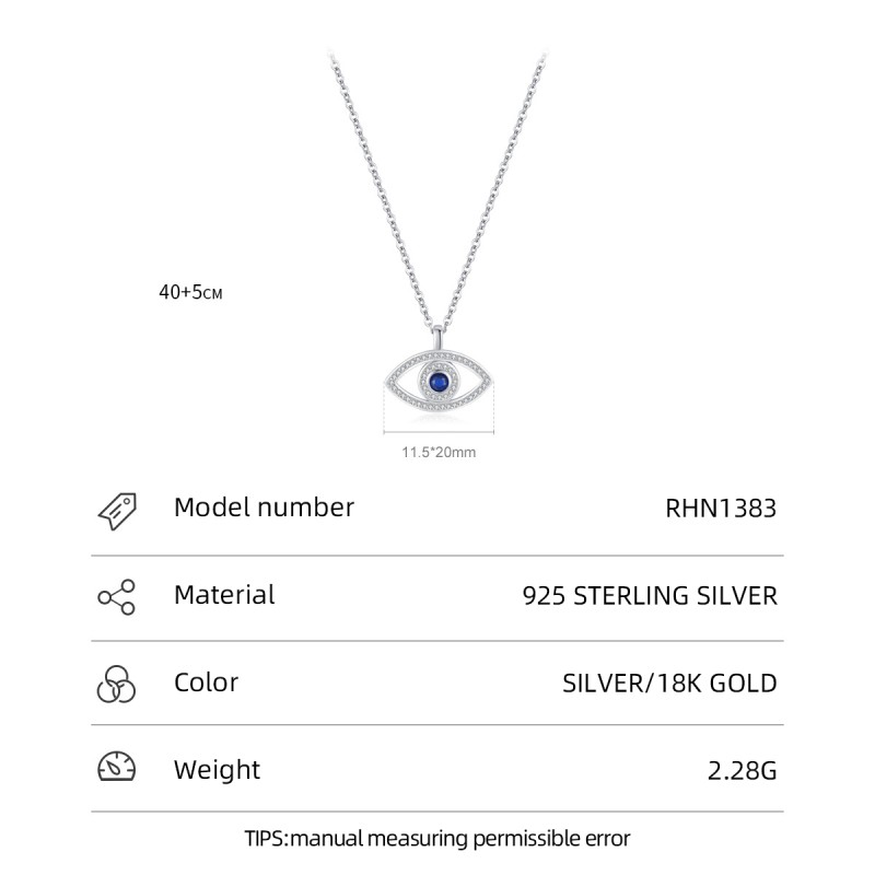 925 Sterling Silver Evil Eye Necklace Manufacturer - Exquisite Pave Zircon Diamond Pendant