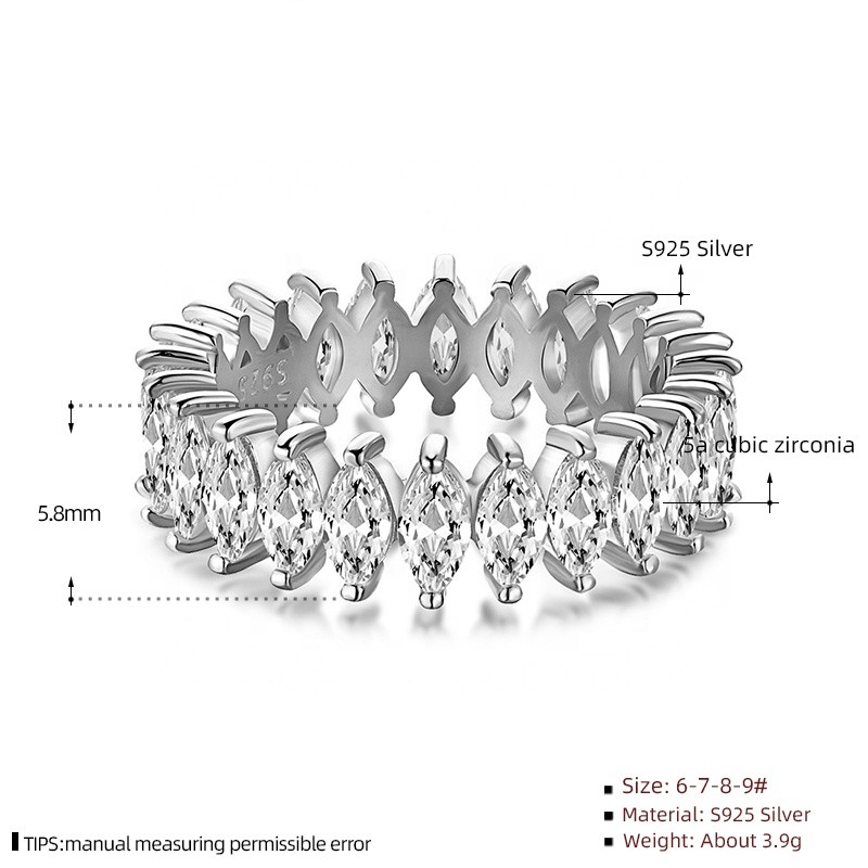 925 Sterling Silver Zircon Ring Supplier - Marquise Cut Brilliant Stone Wedding