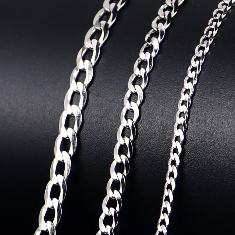 925 Sterling Silver Cuban Chain Factory - 2-7mm Width Hip Hop Fine Jewelry Necklace