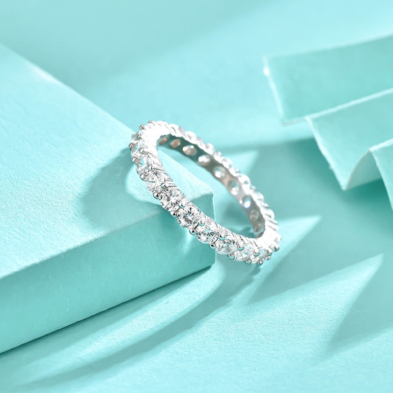 925 Sterling Silver Eternity Ring Factory - Pave 3mm Cubic Zirconia Engagement Band