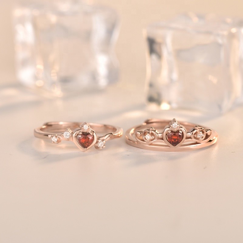 925 Sterling Silver Jewelry Set Supplier - Lovely Fantasy Ruby Color Snow White Chain