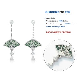 Women Tassel Earrings Factory - Silver Gold Plated Fan Shape Trendy Personalized