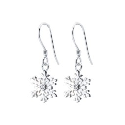 925 Sterling Silver Earrings Supplier - Snowflake Christmas Cubic Zirconia CZ Crystal