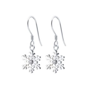 925 Sterling Silver Earrings Supplier - Snowflake Christmas Cubic Zirconia CZ Crystal