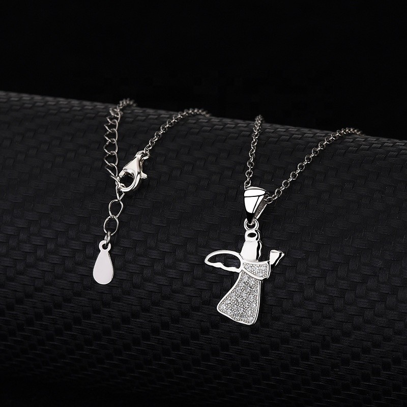 S925 Sterling Silver Pendant Necklace Factory - Micro Inlay Little Angel Zircon Wedding