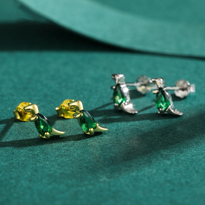 925 Sterling Silver Stud Earrings Factory - Cute Dinosaur Hypoallergenic Animal Jewelry