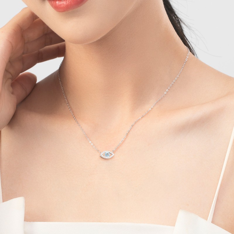 925 Sterling Silver Evil Eye Necklace Manufacturer - Pave Zircon Diamond Lucky Pendant