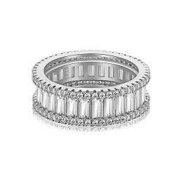 925 Sterling Silver Eternity Rings Manufacturer - Baguette Stackable Gear Wheel CZ