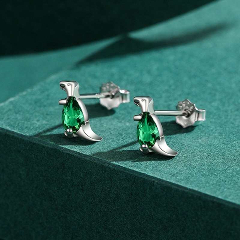 925 Sterling Silver Stud Earrings Factory - Cute Dinosaur Hypoallergenic Animal Jewelry