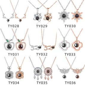 925 Sterling Silver Projection Necklace Factory - Personalized Photo 100 Language Memory