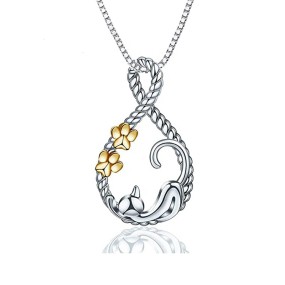 Animal Pendant Necklace Manufacturer - Cute Cat Dog Paw Water Drop Charm Birthday